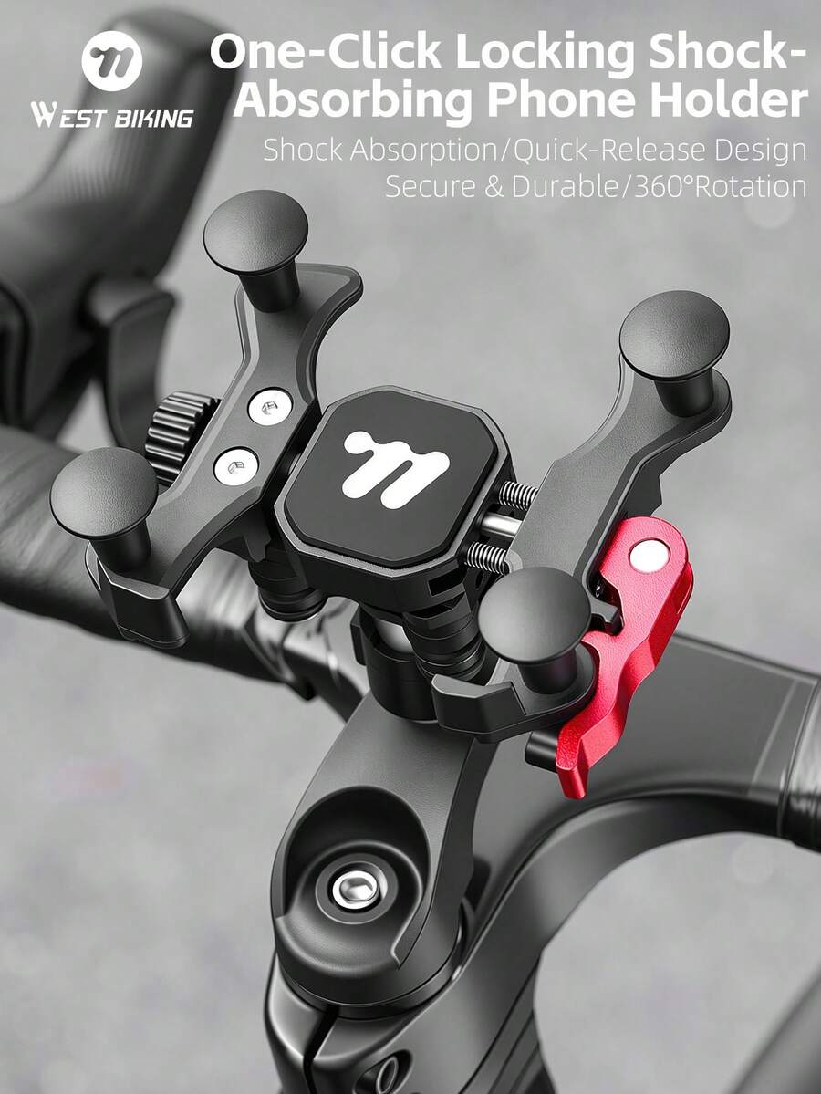 WEST BIKING Bicycle Phone Mount Silicone Shock Absorption Easy Operation Four Corner Wrap Stable And Drop Proof 360 Degree Free Adjustment Aluminum Alloy Material Fits 65 100mm Width Cycling Phone Mount Holders - Multicolor - View 1