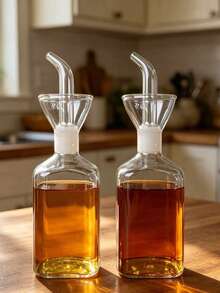 1pc Glass Oil Bottle, Clear Oil Bottle Dispenser, Oil Can, Condiment Container, Kitchen Utensil, Kitchen Supplies, Kitchen Accessory - Multicolor - View 17