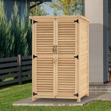 Outdoor Storage Cabinet, Wooden Storage Shed With Latch, Outside Garden Tool Shed With 2 Doors For Patio Yard Lawn, 0709 Natura - Multicolor1 - View 2