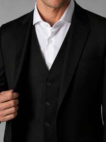Slim Fit 3 Piece Suit – Sophistication With Stylish Vest - 黑與白 - 查看 5