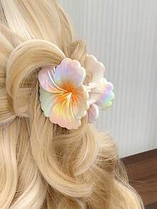 1/2/4/6pcs Women's Fashion Sweet Gradient Color Curly Heart Flower Grasp Clamp Half Tie Hair Hair Claw Headwear Hair Accessories - Multicolor - View 4