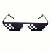 Pixel Mosaic Funny Party Glasses, PVC One-Piece Cut Lightweight Pressure-Free Nose Design, Retro Viral Funny Eyeglasses, Theme Party Birthday Wedding Gathering Photo Props, Fun Quirky Costume Accessories, Multiple Options Available Holiday Atmosphere Decorative Gift - A - View 2