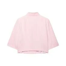 DEEKA Blazer Pendek Wanita Gaya Eropa dan Amerika Minimalis Serbaguna Musim Semi/Panas Model Crop Warna Pink - Berwarna merah muda - View 3