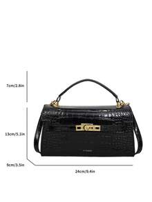 Premium Crocodile Embossed Handbag, New Fashion Versatile Lightweight Luxury Niche Shoulder Crossbody Bag For Women - Black - View 9