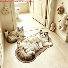 1PC Cute Sleeping Cat Plush Creative Design Bathroom Mat, Bathroom Rug, Door Mat, Small Rug, Carpet, Floor Mat, Home Decor, Area Rug, Outdoor Mat, Home Decor, Area Carpet, Bedroom Rug, Washable Carpet - A - View 3