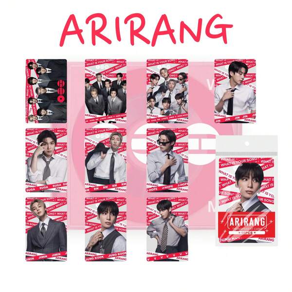 10 قطع/مجموعة بطاقات بلاستيكية شفافة لألبوم K-POP BT5 ARIRANG، بطاقات بتصميم فردي وجماعي ل- R M و SU GA و J-H0 Pe و Ji Min و V و Jung K00k، مناسبة لمناسبات مختلفة، بضائع تبادل المعجبين، هدايا مثالية لزملاء المعجبين.