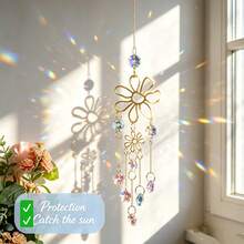 Crystal Light-Catching Wind Chime Pendant, Multi-Scene Hanging Decor, Suitable For Windows, Porches, Doors, Car Interiors, Indoor And Outdoor Home Decoration, Ideal Holiday And Daily Gift - Petal Crystal Wind Chimes - View 1
