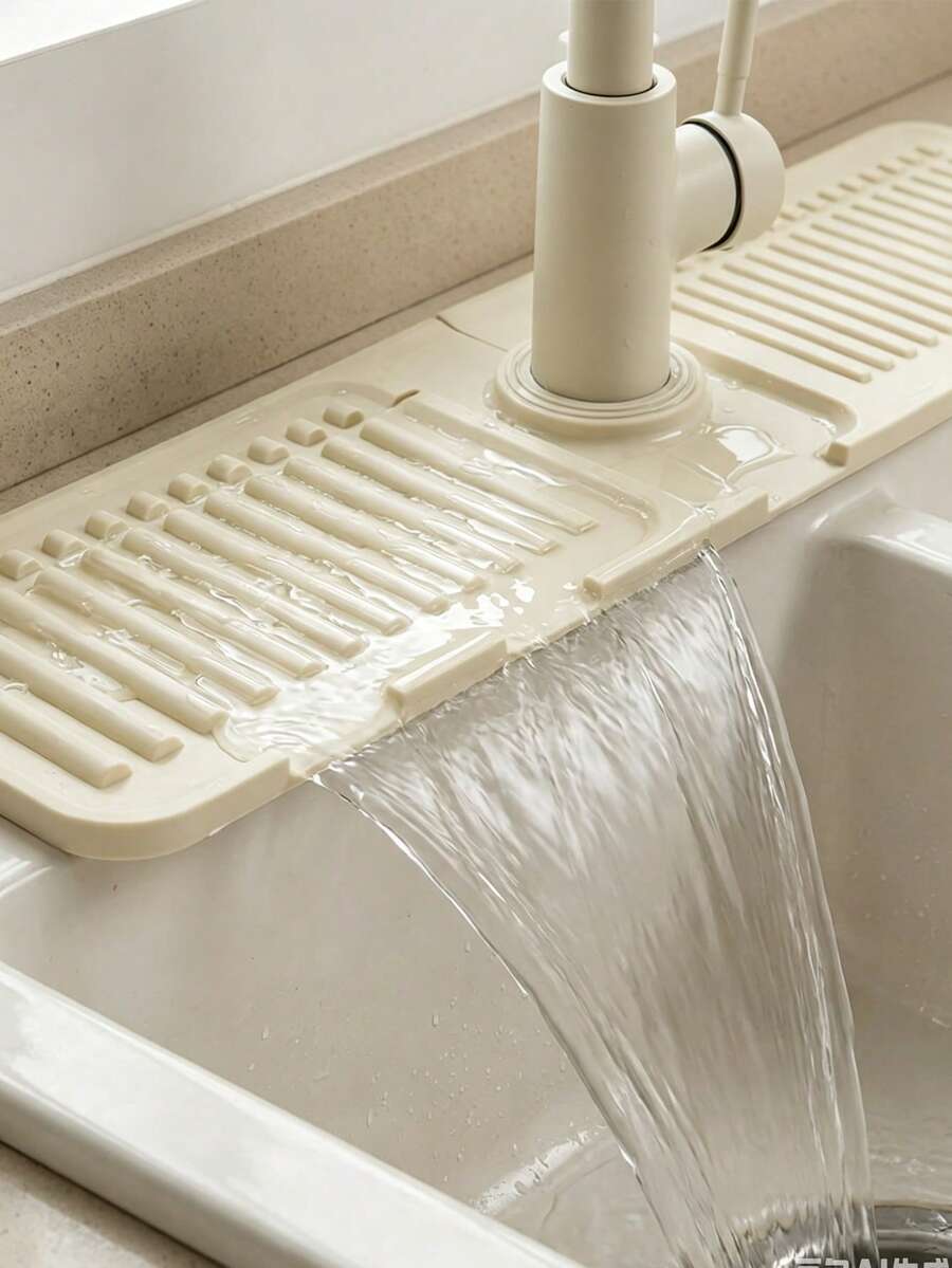 矽膠防濺擋板 浴室洗手台排水墊 廚房水槽滴水盤皂墊 可修剪窄邊 適用於洗臉盆、廚房水槽、廚房瀝水架 廚房必需品 浴室配件