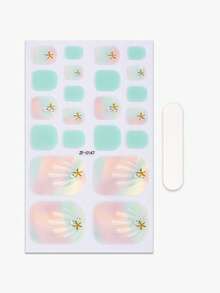 Beauty Sticker 22 piezas de tiras de uñas de los pies con strass, pegatinas de uñas de los pies con brillo degradado, fáciles de aplicar, adecuadas para manicuras DIY de damas en vacaciones, viajes y bailes de graduación - Multicolor - Ver 3