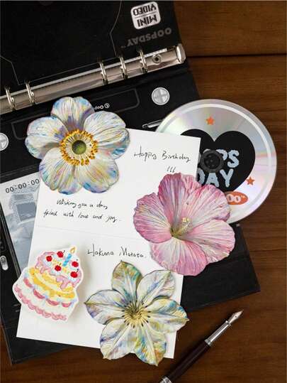 10pcs Retro Textured Embossed Flower Hard Sticker Pack, Vintage Rose & Multi-Color Floral Blooms, Lovely Aesthetic Decor Stickers For Junk Journal Layout Building, Versatile Craft Accessories For Scrapbook, Student Daily Office Use