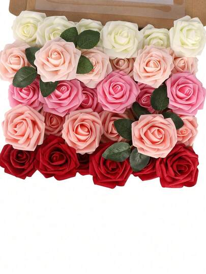 15pcs Artificial Roses With Realistic Touch Foam, Suitable For Valentine's Day, DIY Bouquets, Weddings, Parties, Home Decor, Valentine's Day Gifts, Birthday Gifts, Graduation Gifts