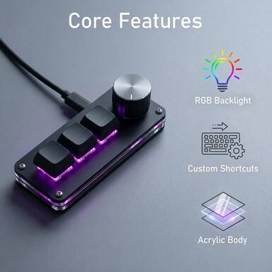 Clavier mini portable personnalisable avec enregistrement macro 6 couches, commutation à touche unique rapide et précise, panneau en acrylique transparent pur avec rétroéclairage RGB coloré, premier choix pour l'efficacité professionnelle au bureau : personnalisation de bureau, nouveau gameplay multimédia, design à rythme rapide, contrôle industriel plus pratique