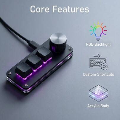 Mini Portable Customizable Keyboard 6-Layer Macro Recording One-Key Switch Fast Key Precise, Pure Transparent Acrylic Panel RGB Backlit Colorful, Office Efficiency Professional's First Choice: Office Customization, Media New Gameplay, Design Fast Pace, Industrial Control More Convenient