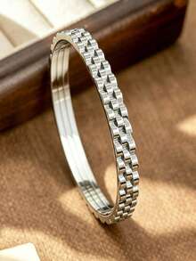 3/1pc Luxury Sparkling 304 Stainless Steel Women's Bracelet Set, Clover Bracelet Jewelry Set For Women. Vintage Classic Minimalist Style, Versatile Accessories, Suitable For Party, Valentine's Day Gift, Carnival, Music Festival, Street Style, Banquet - Silver - View 6