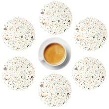 Marble Pattern Absorbent Coaster With Metal Holder, Colorful Terrazzo Absorbent Ceramic Coaster, Cute Coaster, Suitable For Coffee Table, Restaurant, Kitchen, Bar Dining Table Coffee Table Accessories Decoration Gift, Heat Resistant And Durable Coaster - Multicolor - View 3