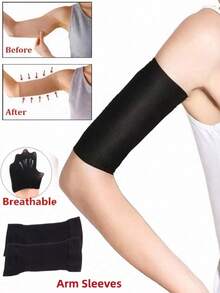 Elastic Knit Compression Arm Sleeves, Unisex Elbow Support UV Protection Arm Shaper, Daily Workout Fitness Yoga Sports Arm Band - Beige - View 1