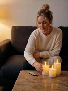 3pcs LED Flameless Candles With Remote Control, White, Suitable For Christmas Decoration. Can Be Used As Home Tabletop Decor Or Birthday Party Lighting. A Perfect Gift For Family And Friends! - White - View 6