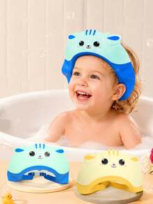 1 buah Topi Mandi Tahan Air Bergambar Kartun yang Dapat Diatur Ukurannya - Topi Mandi & Cuci Rambut Bayi, Topi Mandi Portabel, Desain Pelindung Mata Anti Air, Gaya Kartun Lucu - Pelindung Telinga Berkualitas Tinggi, Tersedia Berbagai Warna (Biru, Kuning) - Topi Mandi Penting untuk Kamar Mandi, Aksesori Sanitasi Praktis, Desain Menarik, Nyaman Dipakai - MultiWarna - View 3