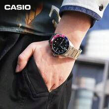 Casio  Red Blue Bezel Stainless Steel Dive Watch MDV-107D-1A3 200M Waterproof Luminous Sports Watch - one-size - View 10