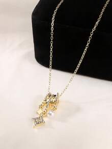 1pc Elegant New Faux Pearl Starburst Necklace Pendant Multi-Layer Integrated Versatile Star Collarbone Chain Jewelry For Women Daily Wear And Party - Multicolor - View 9