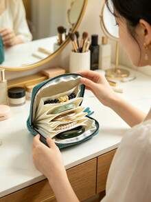 1pc Portable Tassel Zipper Jewelry Storage Bag, Multi-Layer Jewelry Organizer, Bracelet Storage Pouch - Multicolor - View 3