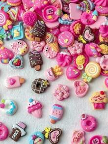 50 pezzi Charms 3D per arte di unghie a forma di torta dolce, mix di dessert rosa e caramelle in resina con strass, decorazioni kawaii carine per unghie, accessori fai-da-te per manicure, stile casuale - Multicolore - Visualizzare 7