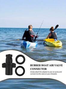 Adaptador de válvula de aire para kayak inflable de uso pesado, conector universal de válvula de bomba de aire, accesorio de inflado para SUP inflable, bote y kayak, adaptador para canoa, bote de goma, tabla de SUP, equipo de deportes acuáticos inflable, pieza de repuesto para inflar y desinflar - Negro - Ver 5