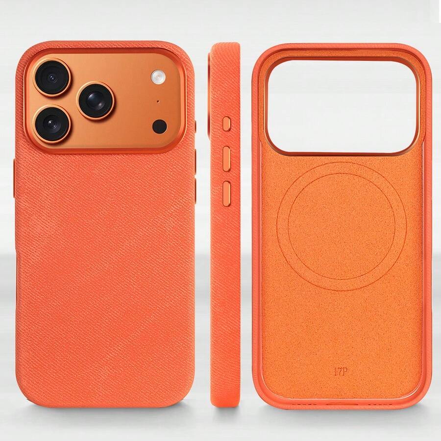 VIETAO 奢華磁吸手機保護殼,相容 iPhone 17 Air Pro Max 16 15 14 13 17Pro,高品質無線充電磁吸 Galaxy S26 S25 S24 Ultra 手機保護殼 - 橘色 - 查看 1