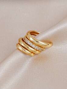 4pcs Minimalist Ear Cuffs, Stackable, No Piercing Required, Suitable For Daily Office Wear (4pcs Set, Not 4 Pairs) - Gold - View 3