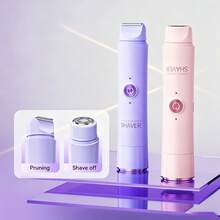 Dual-Head Electric Lady Shaver, Multifunctional Depilation Device Designed For Women, Suitable For Home And Travel Use, Great For Bikini Line, Eyebrows And Underarms, Wet & Dry, Rechargeable - Multicolor - View 2