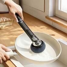 1pc Long Handle Steel Wire Ball Brush, Multi-Function Soap Dispensing Pot Brush, Long Handle Kitchen Cleaning Brush, Replaceable Brush Head, Suitable For Pots, Pans And Bowls Cleaning, Household Kitchen Tool - AA - View 4