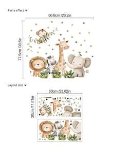 2pcs Jungle Animal Polka Dot Wall Decals Lion Giraffe Baby Elephant Monkey And Sleeping Bear Animal Peek-A-Boo Stacked DIY Peel And Stick Vinyl Stickers For Nursery Door, Hallway, Kids Bedroom Wall Home Decor Art Stickers Back To School Gift - Multiple Styles - View 4
