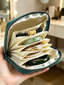 1pc Portable Tassel Zipper Jewelry Storage Bag, Multi-Layer Jewelry Organizer, Bracelet Storage Pouch - Multicolor - View 12
