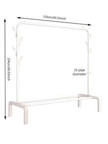 Free Standing Clothes Rack, Heavy Duty Garment Rack With Side Hooks & Lower Storage Shelf, Sturdy And Durable, Freestanding Coat Rack,Multi-Functional Bedroom Clothing Hanging Organizer For Laundry Room, Entryway - View 12