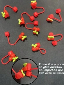 1/2/4/6pcs Cherry Straw Covers, Fits 30&40oz Tumblers, 10mm Cute Straw Caps, Reusable Straw Sleeves, Dust-Proof Straw Covers, Minimalist Straw Caps, Suitable For Driving, Office, Outdoor Camping, Valentine's Day Gift, Cup Accessories - Multicolor - View 5