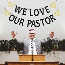 1 st We Love Our Pastor-banderoll, pastorbanderoll för kyrkans prästerskap, uppskattning till pastor/minister - Tack vare pastorn - Visa 1