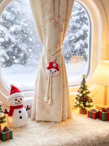 2pcs/Pack Christmas Cotton Rope Curtain Tiebacks, Reindeer / Santa Claus / Christmas Tree / Christmas Stocking / Snowman / Bow Bell Tassel Holiday Curtain Tie-Backs - Christmas Edition - View 11