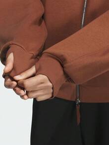 Adidas Women's FLEECE JKT Knit Collarless Jacket KC0048 - Brown - View 6