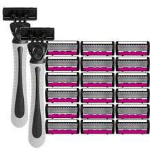 6-Layer Manual Razor Set, Includes 2 Handles And 30 Blades, Ultra-Sharp High-Density Blades, Ergonomic Grip, Smooth And Non-Irritating, Luxury Grooming - Safety Tazor + Blade - View 11