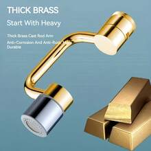 360° Rotating Faucet Extender, Dual Mode Aerator With Brass Extension Arm, Suitable For Kitchen And Bathroom Sink Dishwashing, Cup Rinsing, Ideal For Home Users, Renters And Cooking Enthusiasts, Housewarming, Mother's Day And Christmas Gift - U-shaped Robotic Arm Universal Faucet - View 8
