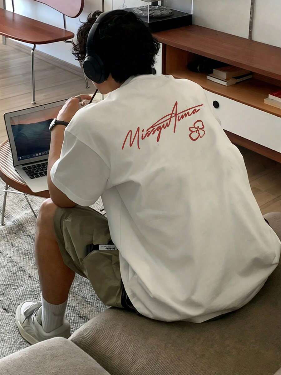 Vintage Short-Sleeve Summer T-Shirt For Men In Hip-Hop Style, Versatile Print, Round Neck, Thick Fabric, Suitable For Students. - 白色 - 查看 1
