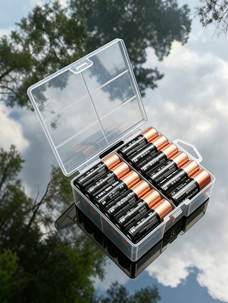 2pcs Transparent Battery Storage Box, Can Hold 24 Batteries
