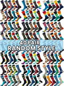 1/5/8/15/20/40 Pairs Unisex Mid-Calf Socks, Random Color, Fun & Novel, Comfortable & Breathable, Suitable For Party Gifts And Daily Wear - Multicolor - View 16