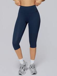 NcmRyu Women's 1pc Solid Color High Waist Tummy Control Butt Lifting Slim Fit Sports Shorts - Navy Blue - View 8