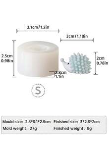 1pc/2pcs Creative Hedgehog Shaped Decorative Ornament, Fridge Magnet Mold, Silicone Material, Suitable For DIY Handmade Candle Decoration Making, Suitable For Holiday Atmosphere Decoration, Indoor Decoration Display, Fridge Magnet Model Making Mold, Reusable And Easy To Clean - White - View 10