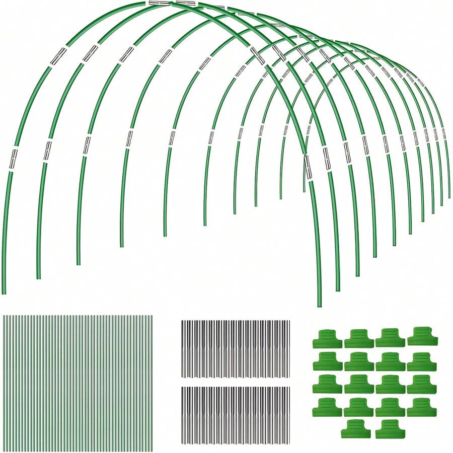 36 piezas de aros de jardín, aros de invernadero túnel de cultivo 6 juegos de aros de jardín de 8 pies de largo de fibra de vidrio sin óxido, aros de cama de jardín para plantas, marco de aros de jardín para malla de jardín, camas elevadas, tela de cobertura de filas - Aros de jardín - Ver 1