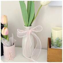 1 Roll 2.5 Yards/5 Yards Faux Pearl Decorated Mesh Ribbon, Used For Clothing, Bows, DIY, Gift Boxes And Bouquet Decoration, Clothing Decoration, Floral Packaging Ribbon - Baby Pink - View 7