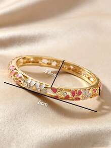 1pc Enamel Craft Colorful Auspicious Cloud Spring Bracelet, Vintage Gradient Asymmetrical Hand Ornament For Women, Fashionable And Versatile, Suitable For Couple Dates, Friends Gatherings And Daily Wear - Bracelet - View 4