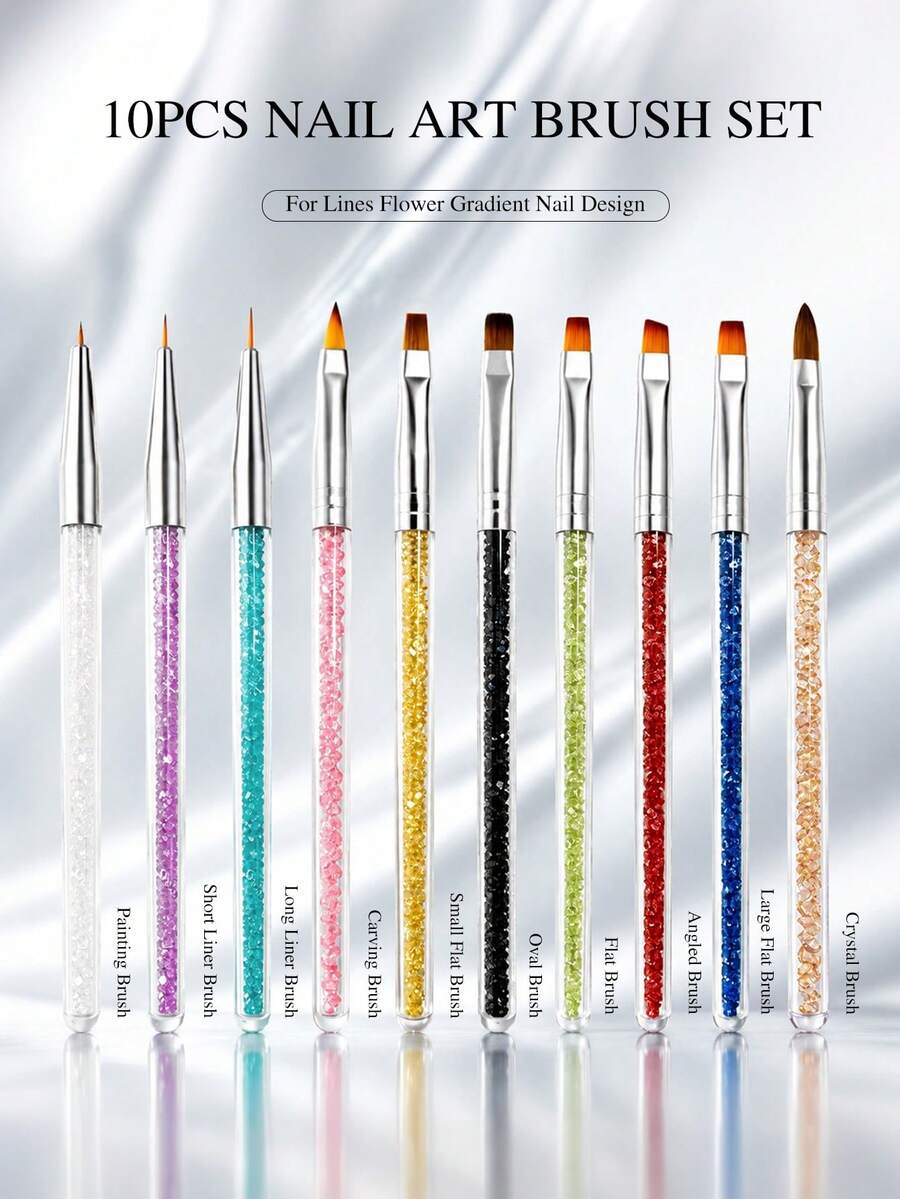 10pcs Nail Art Brush Set Drawing Pen Set Nail Art Decorations Brush For Diy Manicure Manicure Nail Art Pen Tool