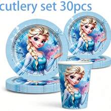 Hasbro Ice And Snow Theme Disposable Paper Cups, Plates, Napkins, Tablecloth, Tableware Set Birthday Party Decorations - View 7